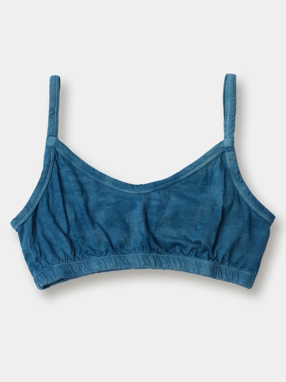 Industry Of All Nations Organic Cotton Bralette Bra Blue Indigo 2 Size Large